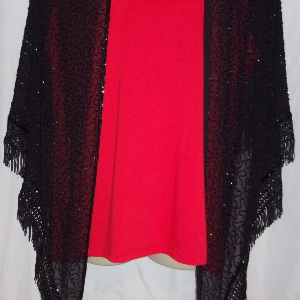 NEW Dillard's Shawl Black Bugle Beaded Dressy